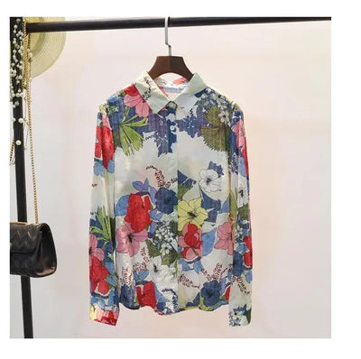 Spring Autumn Cotton Linen Casual Fashion Floral Print Shirt Ladies Loose All-match Sweet Blouse Femme Comfortable Top Women