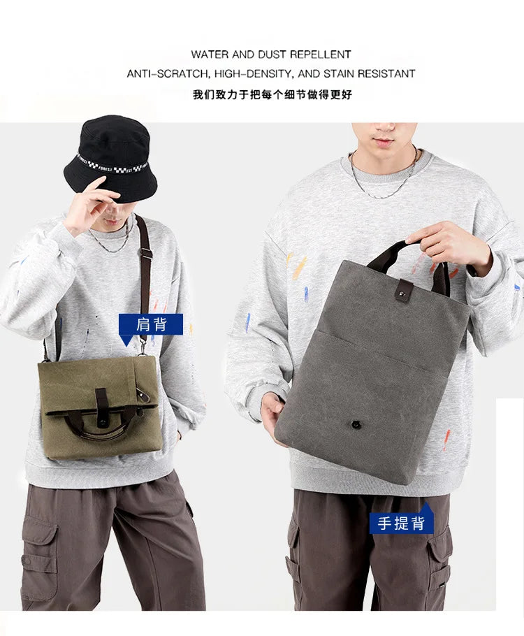 Men's Fashion Canvas Shoulder Bag Business Travel Crossbody bags Men Multifunctional Messenger Bags Briefcase Men Handbags Totes