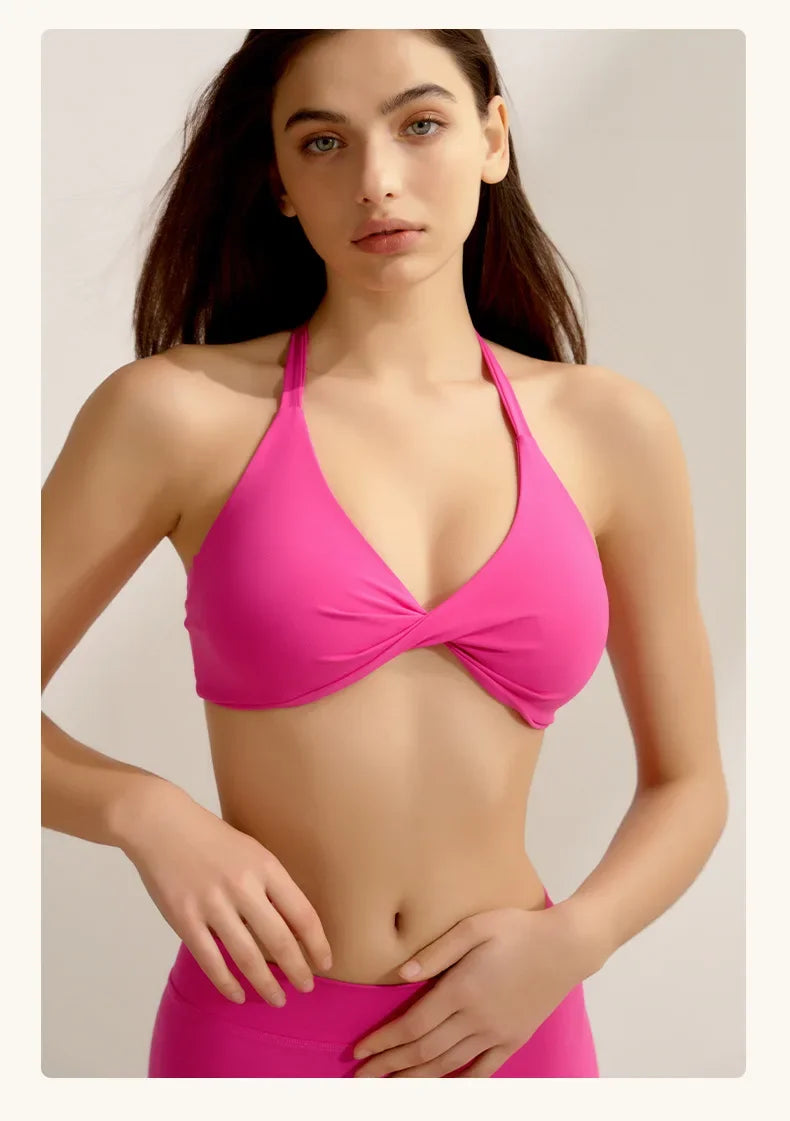 European and American Yoga Suits for Women Three-quarter Pants Two-piece Set Beautiful Strap Peach Buttock Lifting Fitness
