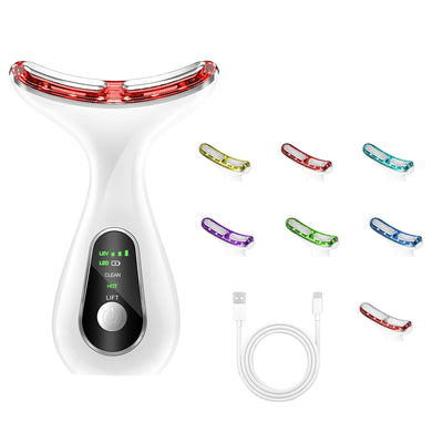 Neck Face Device Vibration Massage for Face and Neck Face Lifting Machine Microcurrents Red Light Therapy Anti Wrinkle