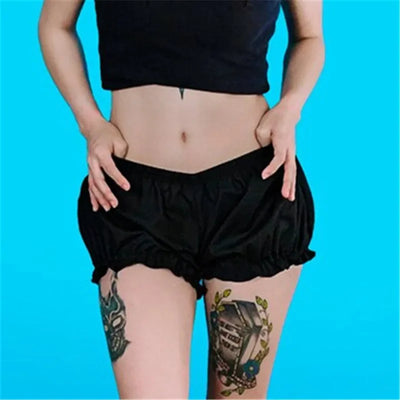 Gaono Y2k Women Ruffle Lolita Bloomers Gingham Plaid Pumpkin Micro Mini Shorts Checkered Pajamas Lounge Pettipants