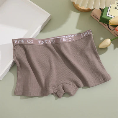 Women Cotton Boxers Shorts Solid Color Low Rise Panties Sexy Breathable Underwear for Female Intimates Elastic Waist Lingerie