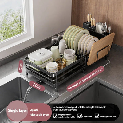 Kitchen Gadgets Sticky Plate Knife Fork Chopsticks Cup Drain Rack Kitchen Retractable Dish Drain Sink Suitable For Kitchen Sinks