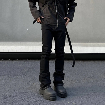 Men Fashion Cool Style Streetwear Jeans Male Daily Hot Sale Basic Black Denim Pants Slim Fit Casual Bell Bottom Denim Trousers