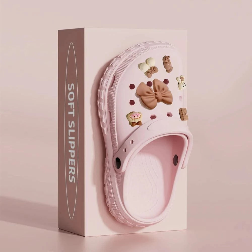 BASATU Cute Clogs Sandals DIY Cartoon Shoes Mules Clogs Boys Girls Sandals Non-slip Beach Slippers Summer Sandals Garden Shoes