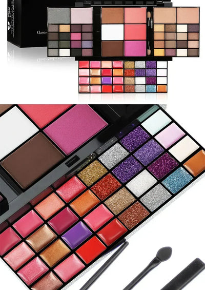 74 Colors Eyeshadow Lip Gloss Pearlescent Matte Concealer Flash Lipstick Women Cosmetics Professional Gift Box Christmas Makeup