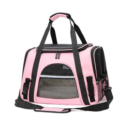 Soft Pet Carriers Portable Breathable Foldable Bag Cat Dog Carrier Bags Outgoing Travel Pets Handbag with Locking Safety Zippers