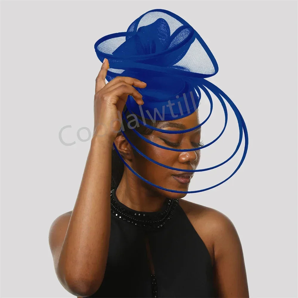Big Fascinator Hat Royal Ascot Pillbox Caps Wedding Mesh Headpiece Women Party Banquet Chapeau Cap Headband Ladies Wedding