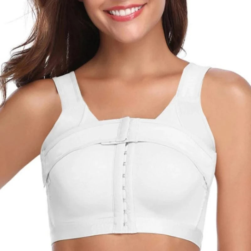 Women Post-Surgery Shaper Front Closure Bra Compression Posture Corrector Crop Top with Breast Support Band