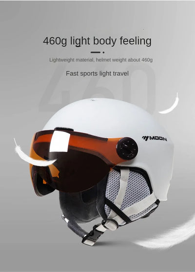 Motorcycle Helmet CE/ASTM Certified One-Piece PC+EPS Helmet with Goggles, Suitable for Skiing, Snowboarding, Outdoor Sports