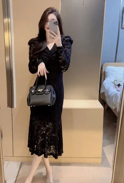 Dresses For Women Long Sleeve Woman Dress Prom Black Party Evening Lace Offer Aesthetic Hot Elegant Chic Fashion Summer 2024 Y2k