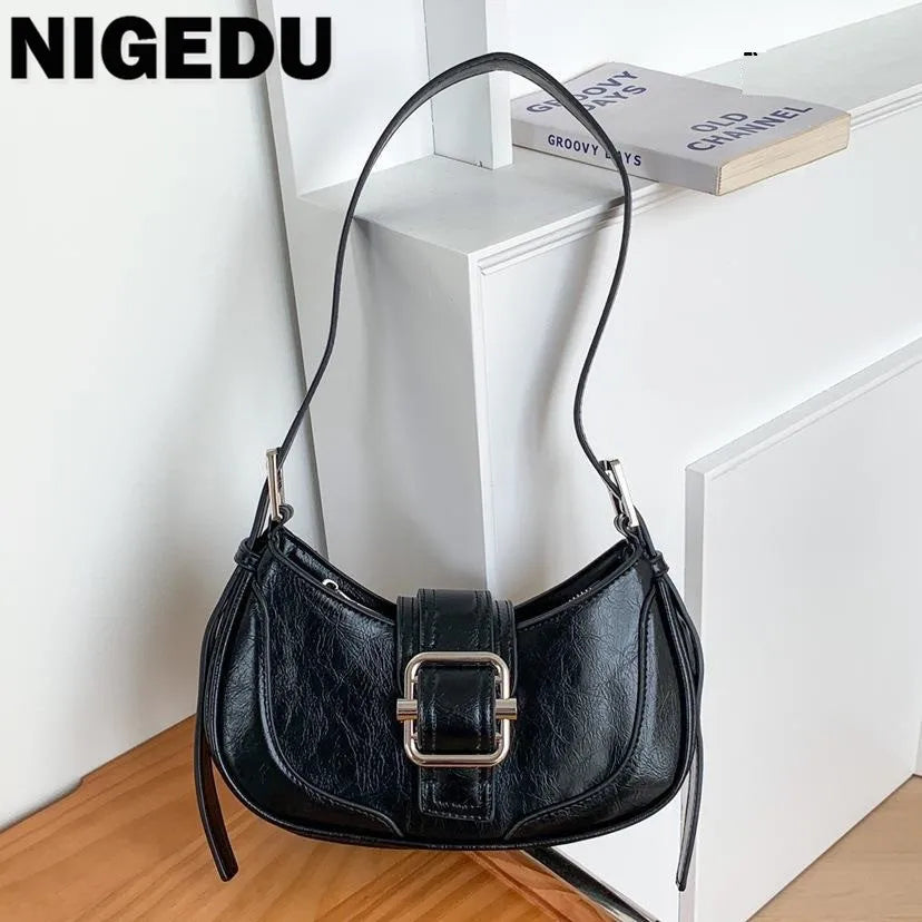 Fashion Handbags For Women Half-moon Leather Hasp lady Shoulder Crossbody Bag Luxury Designer Ladies Underarm Bags Hobo coffee