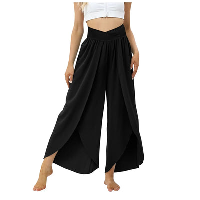 Women Wide Leg Pants High Waisted Yoga Hippie Casual Wear Boho Beach Palazzo Pants Women Jogging Trousers Korean Chiffon