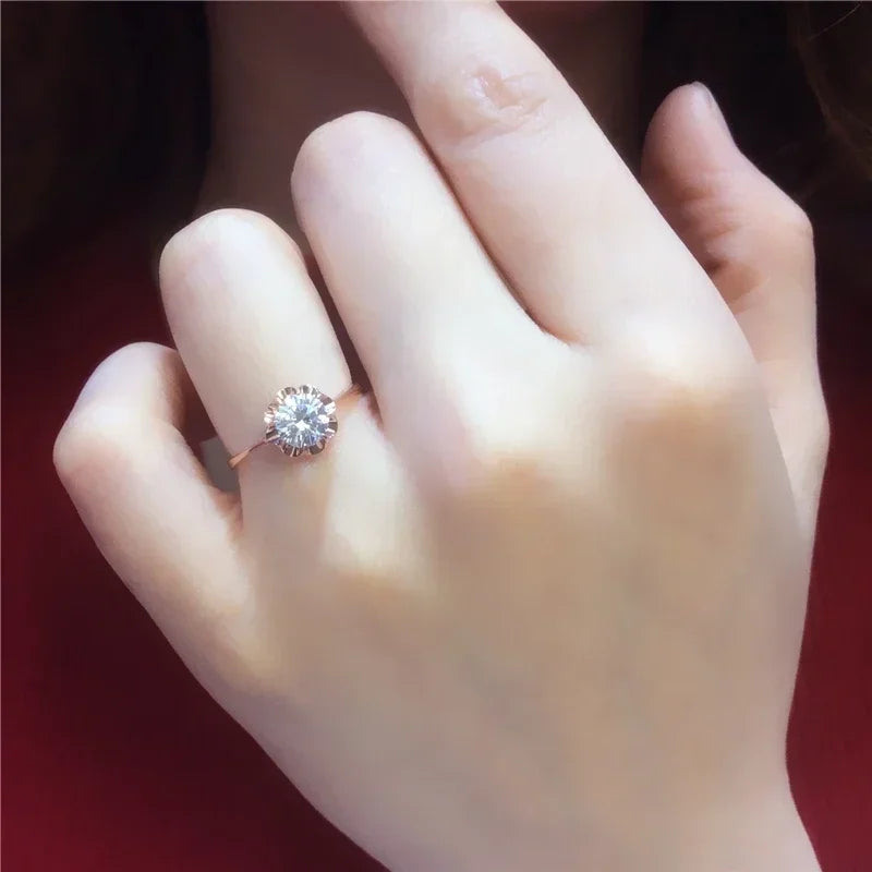 White Shiny Flower Jewelry Set Plated  Rose Gold Earrings for Women Charms Rings Necklace Elegant Light Luxury Necklaces