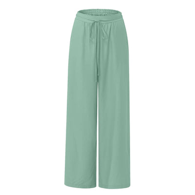 Women's Wide Leg Pants High Waist Casual trousers Solid Color Elastic Waist Tie Belt Loose Sweatpants gym pantalones de mujer
