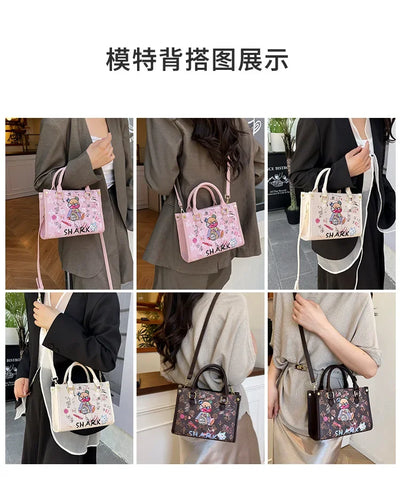 2025 Designer-Inspired Doodle Handbag - Women's Elegant Shoulder Tote, Spacious Summer Crossbody Purse with Top Handle