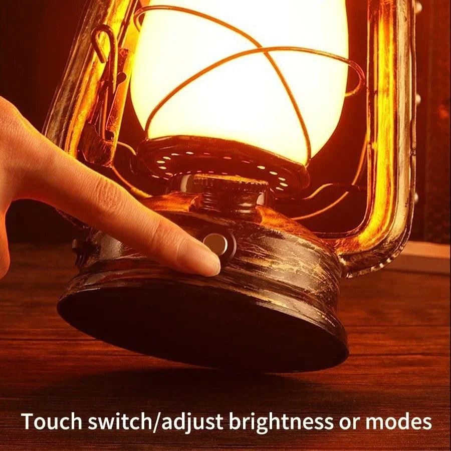 Retro Portable LED Night Light 3 Lighting Modes Horse Lantern Lamp Rechargeable Hanging Camping Lights for Travel Desktop Decor
