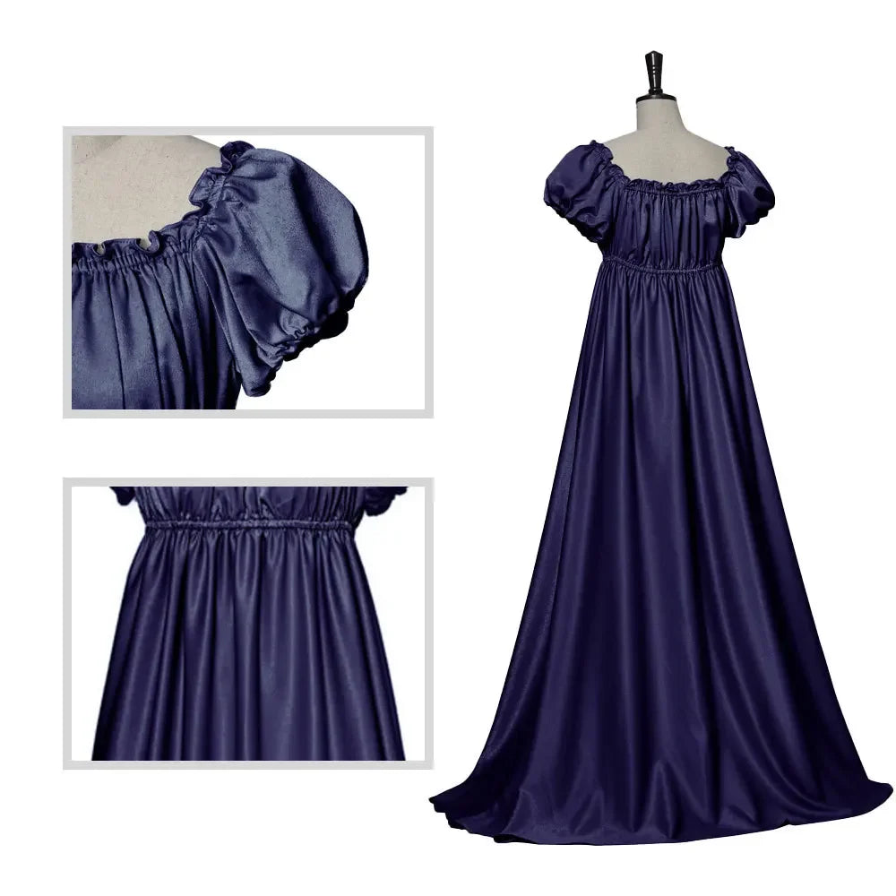 Medieval Dress Women Off Shoulder Renaissance Victorian Regency Dress Costume Wench Retro Gown Halloween For Women Pink Blue