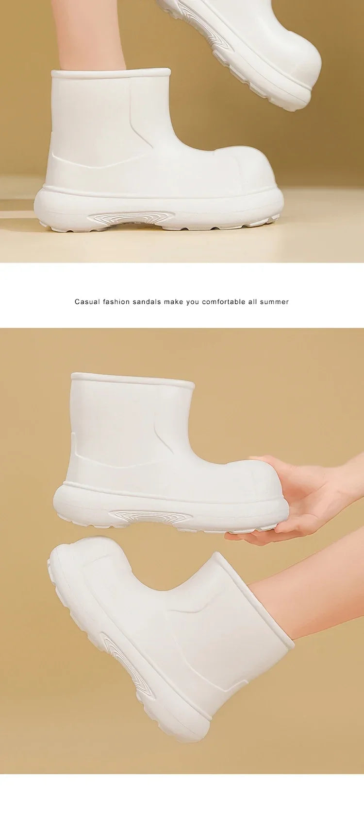 The Mid-top of The Women's Rain Boots Is Available in Solid Multi-color Options Including Waterproof and Anti-slip Flat Shoes