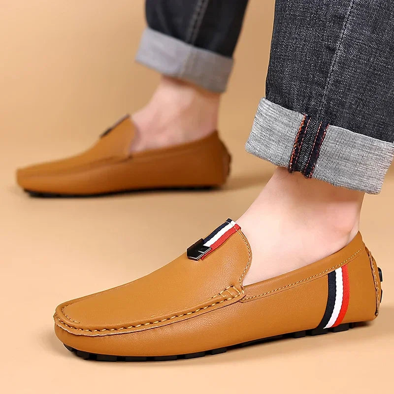 MAEDEF Men's Loafers High Quality Anti-slip Casual Shoes Men's Leather Loafer Outdoor Breathable Lightweight Soft Driving Shoes