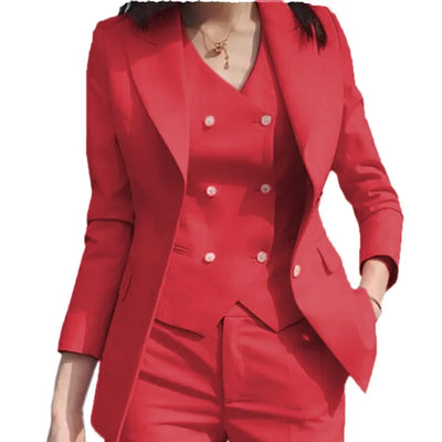 Elegant Purple Office Lady Two 3 Piece Set Outfits Up Blazer Vest Pants Suit Street Women Tracksuit
