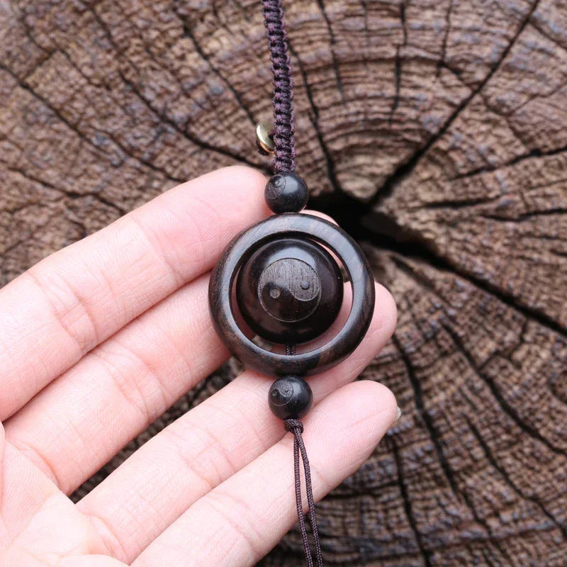 Handmade Original Tibetan Buddhism Ebony Keychain Handmade Retro Wooden Keychain