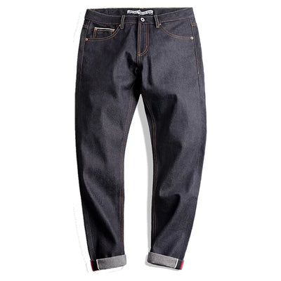 Maden Retro 14.5OZ Selvage Denim Jeans for Men Mid-waisted Regular Fit Straight Pants with YKK Zipper Male Blue Jeans Size 28-38
