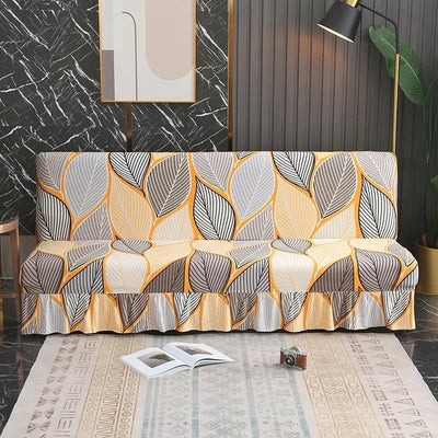 1/2/3Seater Sofa Bed Cover with Skirt Elastic Printing Seat Cover Armless Sofa Bed Cover Sofa Covers for Living Room Home Decor