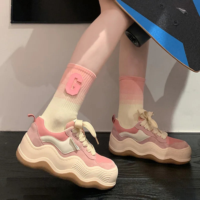 Women New Fashion Sneakers Autumn Casual Brand Shoes Woman Thick Soled Canvas Platform Designer Women Light Flat Versatile Shoes