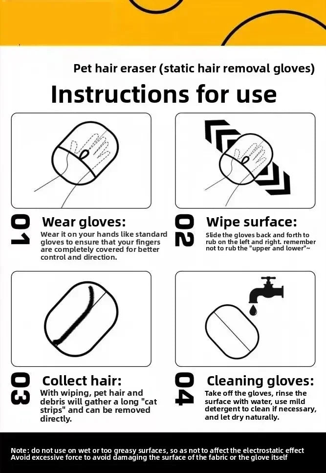Pet Grooming Gloves Dog Grooming Equipment Anti-static Pet Hair Removal Brushes for Cats and Dogs on Clothes Sofas Carpets Etc.