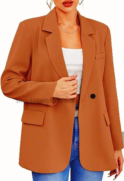 Women Suit Blazer Elegant Coat Spring Autumn Fashion Women Blazer Notch Lapel Double Breasted Jacket Solid Ladies Tops Clothes