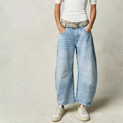 Hirigin Wide Leg Baggy Jeans Women Casual Loose Mid Waist Denim Pants 90s Boyfriend Denim Bloomers Girlfriend Barrel Jeans