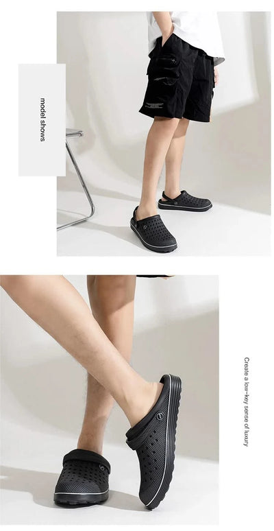 Men's Flat-Soled Clogs Are Breathable, Comfortable, Non-Slip, Wear-Resistant, Casual and Versatile, Daily Home Outing Work Shoes
