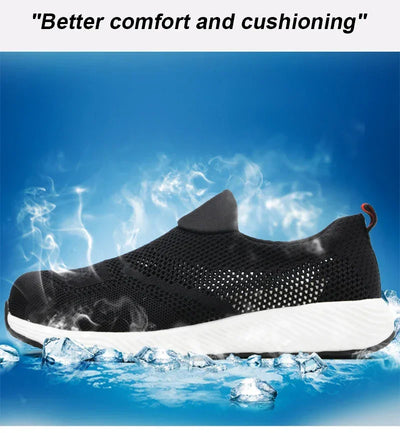 Steel Toe Anti-Puncture Men's Safety Shoes Summer Lightweight Breathable Work Safety Shoes Men Women Work Sneakers