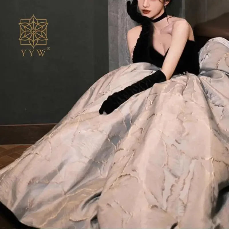 Luxury Dress For Women Ladies Sleeveless Elegant Wedding Ball Gown Ceremony Party Stain Banquet Vestido Red Carpet Ceremony Gown