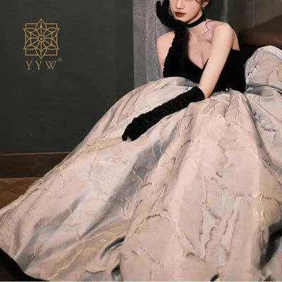 Luxury Dress For Women Ladies Sleeveless Elegant Wedding Ball Gown Ceremony Party Stain Banquet Vestido Red Carpet Ceremony Gown