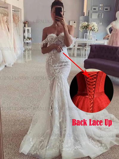 Mermaid Boho Wedding Dresses For Women Sweetheart Lace Tulle Wedding Dress Long Sexy Dresses For Women فستان حفلات الزفاف
