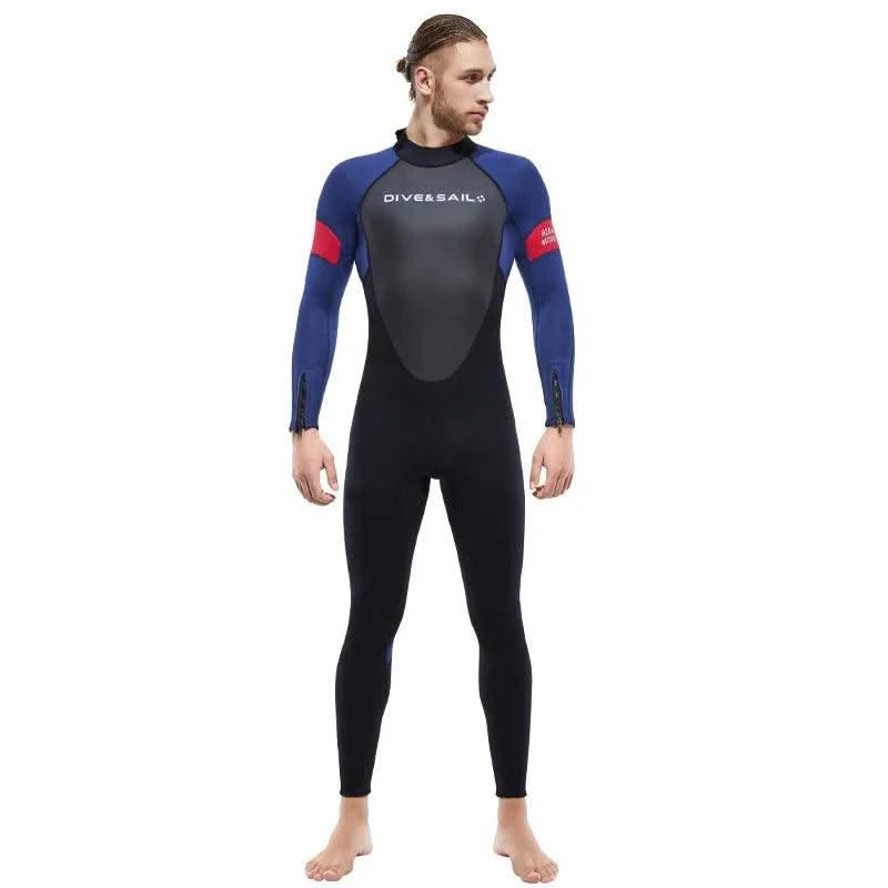 New 3mm Neoprene Wetsuit  One-Piece Suits Keep Long Sleeved Warm Surf Scuba Diving Suit Sunscreen  Beach Snorkeling Swimsuit