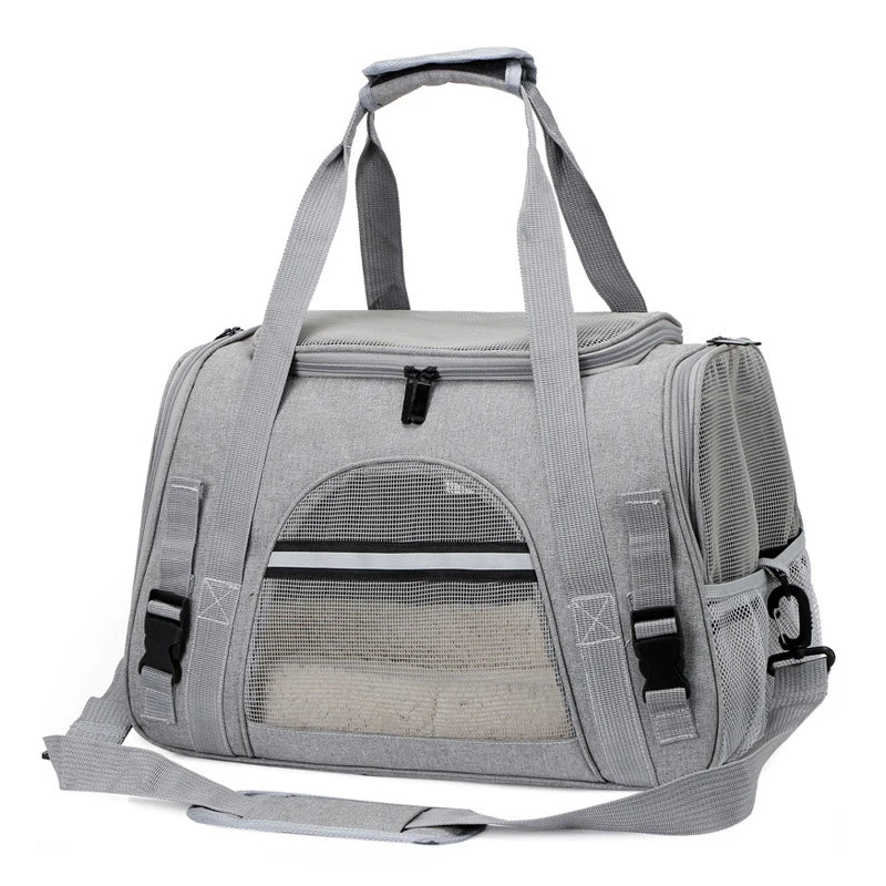 Soft-Sided Pet Travel Carrier , Mesh Breathable Carrier Bags for Cats Dogs Comfort Foldable Handbag Pet Transport Bag