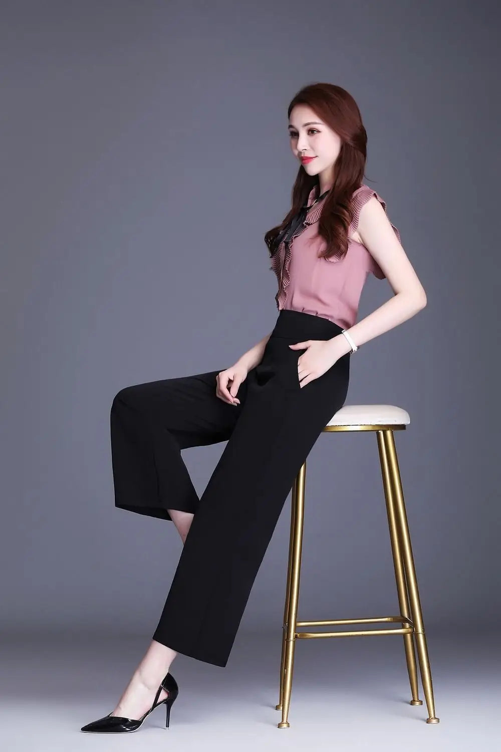 Women's Wide Leg Pants Loose Trousers Monochromatic High Waist Casual Clothing All-Match, Simplicity Autumn and Winter Fashion