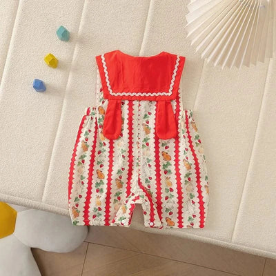 Adorable Baby Girls' Cotton Romper with Rabbit Print & Doll Collar With  Rabbit Ears Design | 0 - 2 Y Newborn infant