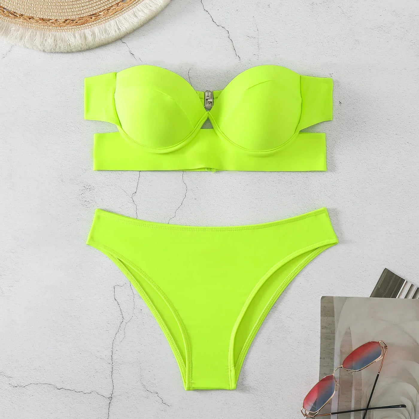 2025 Woman Separate Swimsuit Beach Outfits High Waist Sexy Bikini Set 2 Pieces Plus Size Bathing Suit Feminine Women's Swimwear