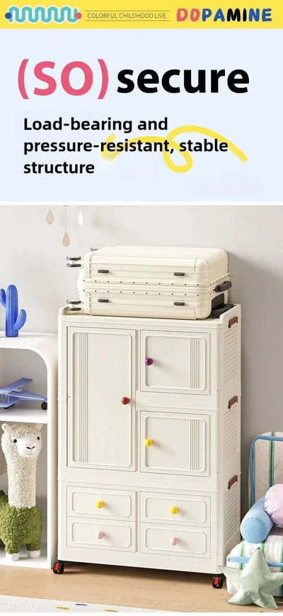 Home bedroom, children's storage cabinet, multi-layer snack cabinet, multifunctional large capacity dust-proof storage box