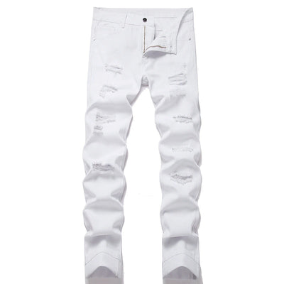 2025 New Denim Pants Men Fashion Hole Mens Jeans Classic Straight Denim Trousers Streetwear Slim Casual Jeans Man Plus Size 40