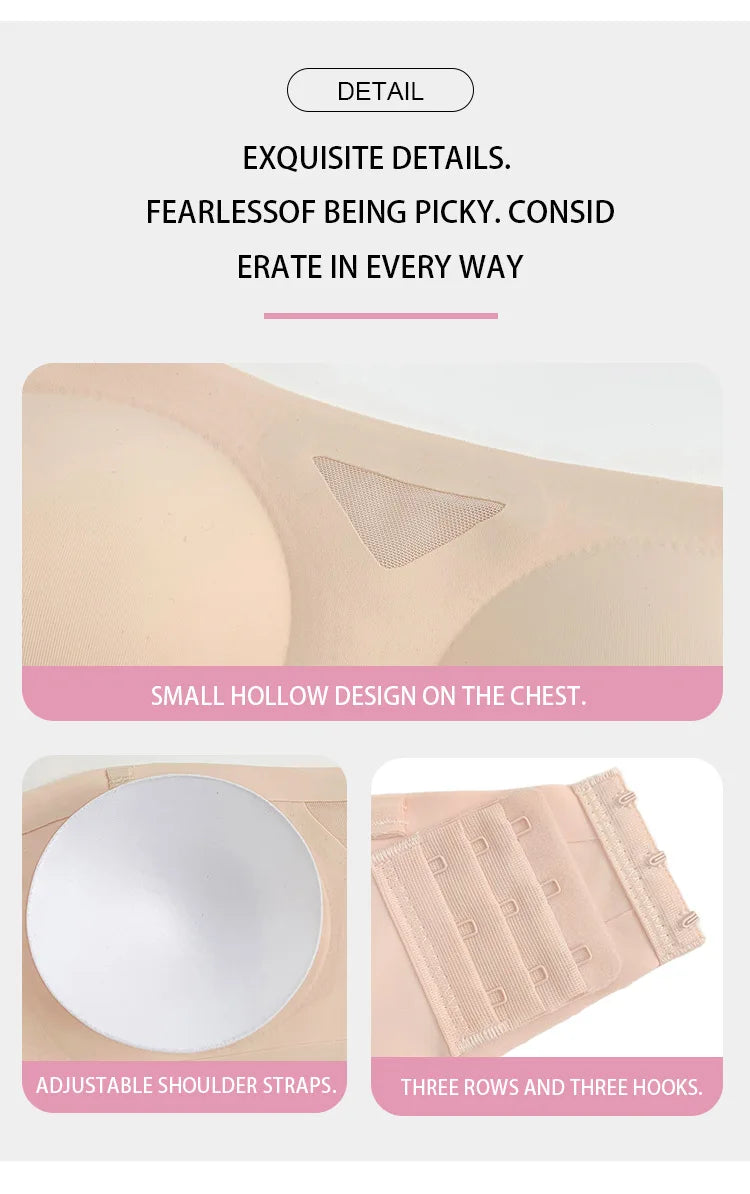 Women Sexy Bra Breathable Seamless Bralette - See-Through Detachable Straps, Push-Up, Comfortable, Non-Slip, Lightweight