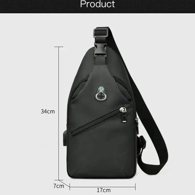 Men Fashion Laptop Waist Packs Trendy Computer Chest Bag Usb Shoulder Bag Leisure Chest Bag Large Capacity Crossbody Bag