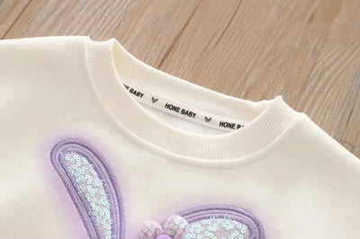 Cartoon Rabbit Long-Sleeved Sweater & Pants (Two-Piece) For Children |Girl's Clothes |Spring and Autumn