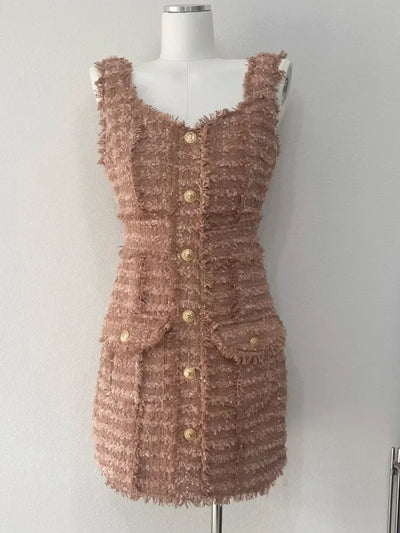 High Quality Luxury Small Fragrance Tweed Dresses For Women 2023 Summer Sweet Short Dress Party Vestidos Robes roupas feminina