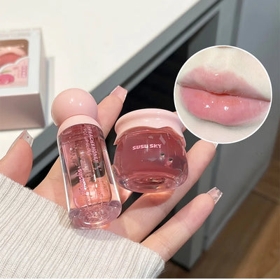 2pcs Lip Gloss and Lip Mask Set, Moisturizing Lips, Moisturizing Peach-flavored Makeup Set