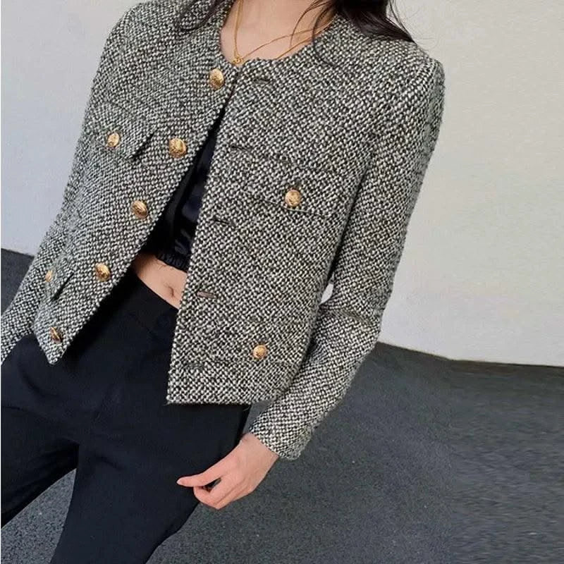 Coat Women Winter Jacket New Autumn and Winter Korean Women's Single-breasted High-quality Chic Tweed Retro Top Coat Women 2022
